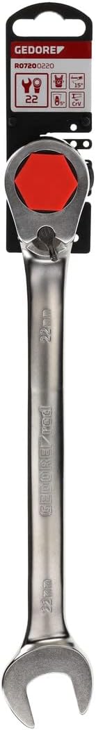 GEDORE red Ringratschenmaulschlüssel, umschaltbar, SW 22 mm, abgewinkelt, flach, 12-kant, Schraubens