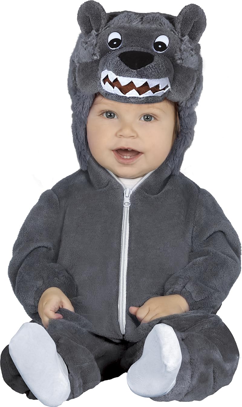 FIESTAS GUIRCA | Wolf Baby Kostüm - Kapuze, Schwanz und Overall - Tierkostüme für Welttag des Buches