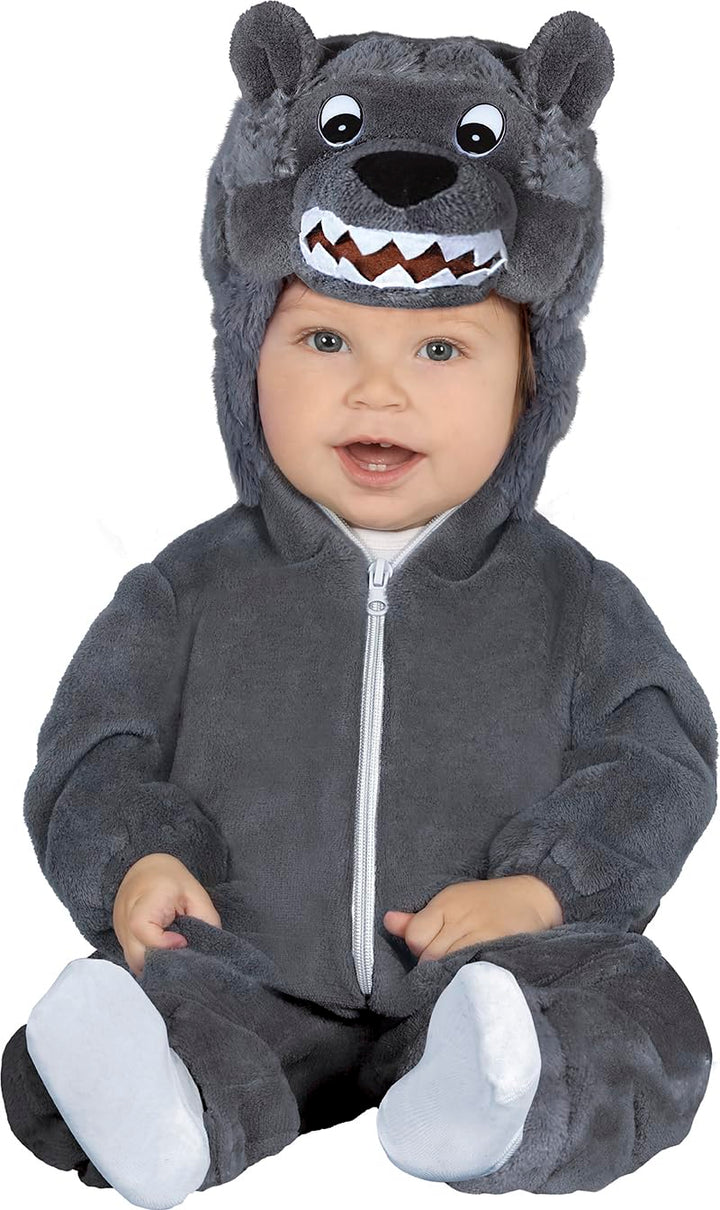 FIESTAS GUIRCA | Wolf Baby Kostüm - Kapuze, Schwanz und Overall - Tierkostüme für Welttag des Buches