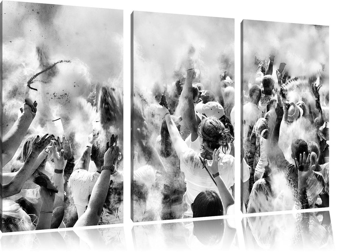 Pixxprint Farben Festival Holi Indien als Leinwandbild/Grösse: 3 Teilig (120x80 cm) cm/Wandbild/Kuns