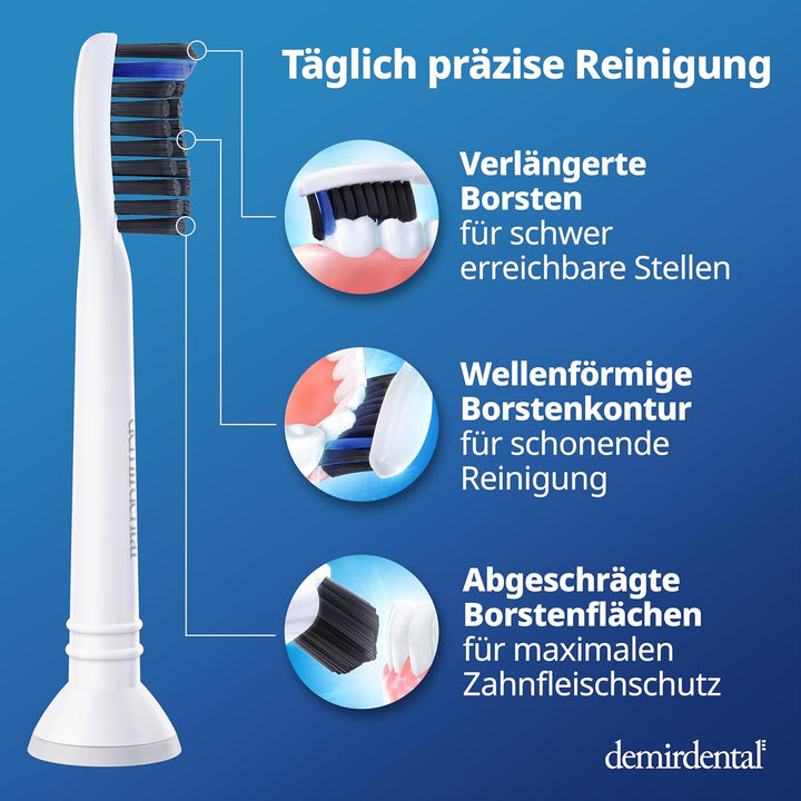 8er demirdental Ersatzbürsten passend für Philips Sonicare, Aktivkohle Aufsätze & Aufsteckbürsten, H