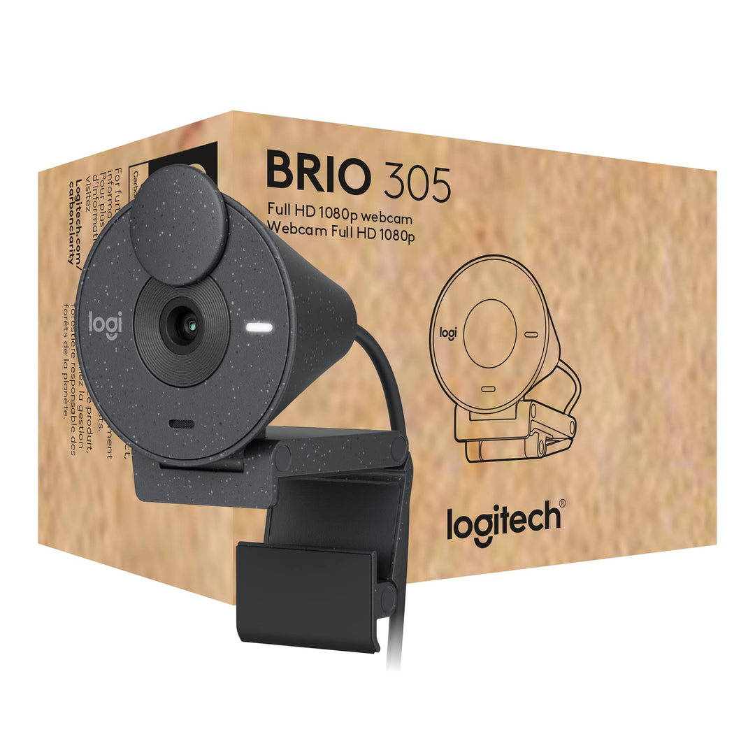 Logitech Brio 305 Full HD 1080P Webcam mit Sichtschutz, Mono Mikrofone zur Rauschunterdrückung, USB-