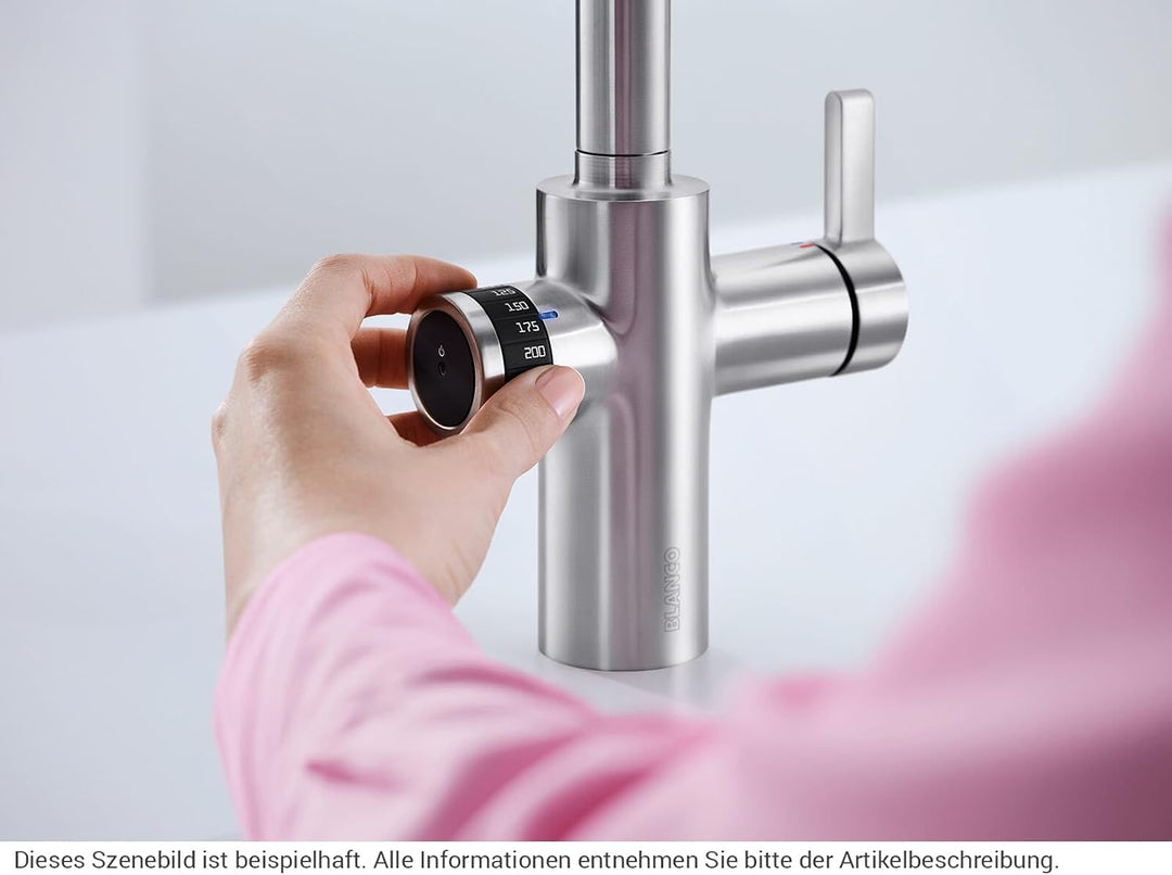 Blanco 525213 EVOL-S Volume Küchenarmatur mit Messbecherfunktion, 230 V, Edelstahl Finish UltraResis