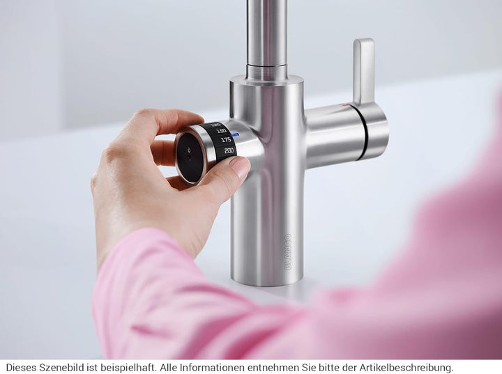 Blanco 525213 EVOL-S Volume Küchenarmatur mit Messbecherfunktion, 230 V, Edelstahl Finish UltraResis