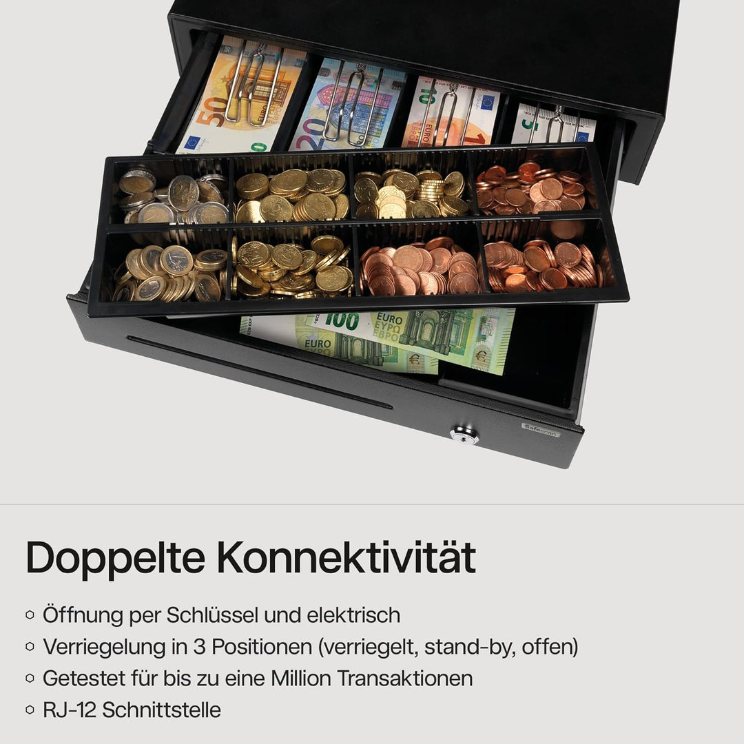 Safescan SD-4141 Standard-Duty Kassenschublade mit 4 Fächern für Banknoten und 8 für Münzen - Kassen
