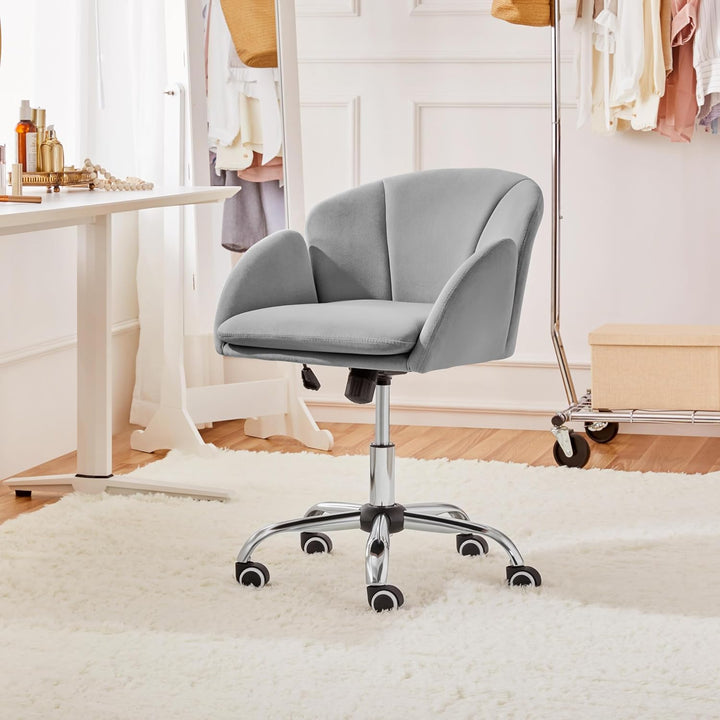 Yaheetech Bürostuhl aus Samt, Schreibtischstuhl Ergonomisch bis 136 kg Belastbar, Drehstuhl Höhenver