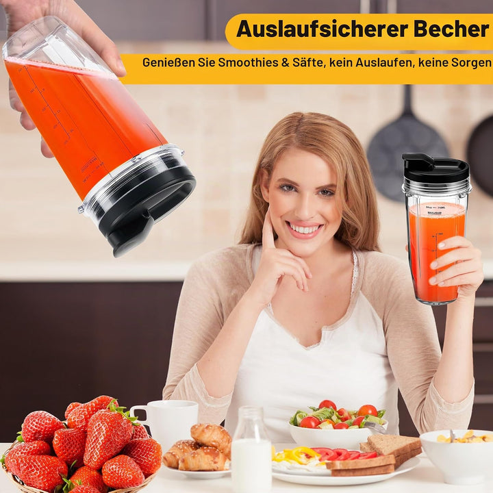 2 Stück Ersatz 32oz Blender Cup mit Sip &amp; Seal Deckel Kompatibel mit Nutri Ninja BL450 BL454 Bl455 B