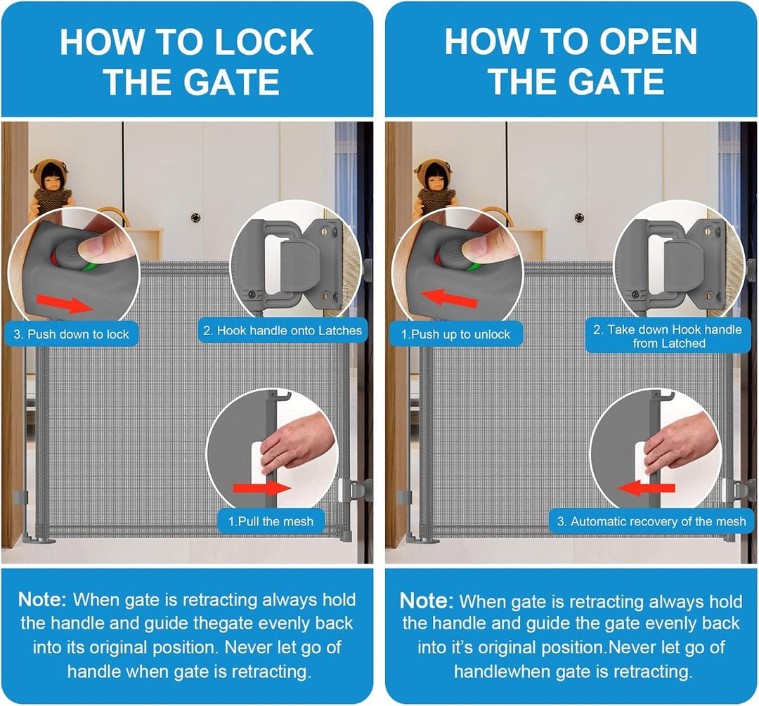 Treppenschutzgitter Ausziehbare für Babys,0-140 cm,83cm Hoch Baby Absperrgitter Treppenschutzrollo,E