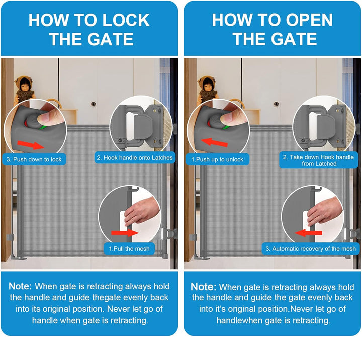 Treppenschutzgitter Ausziehbare für Babys,0-140 cm,83cm Hoch Baby Absperrgitter Treppenschutzrollo,E