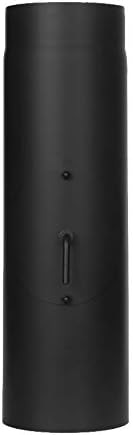 Jeremias Ofenrohr Längenelement 500mm+Drosselklappe schwarz | Ø180mm