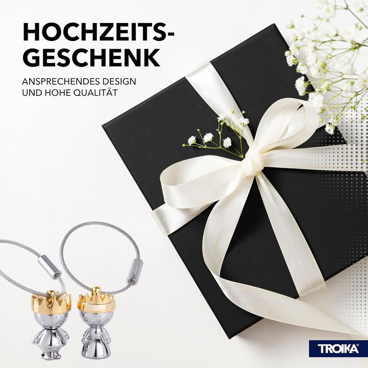 TROIKA Schlüsselanhänger Set LITTLE KING &amp; LITTLE QUEEN - KR9-38/CH - Set König &amp; Königin - in farbi