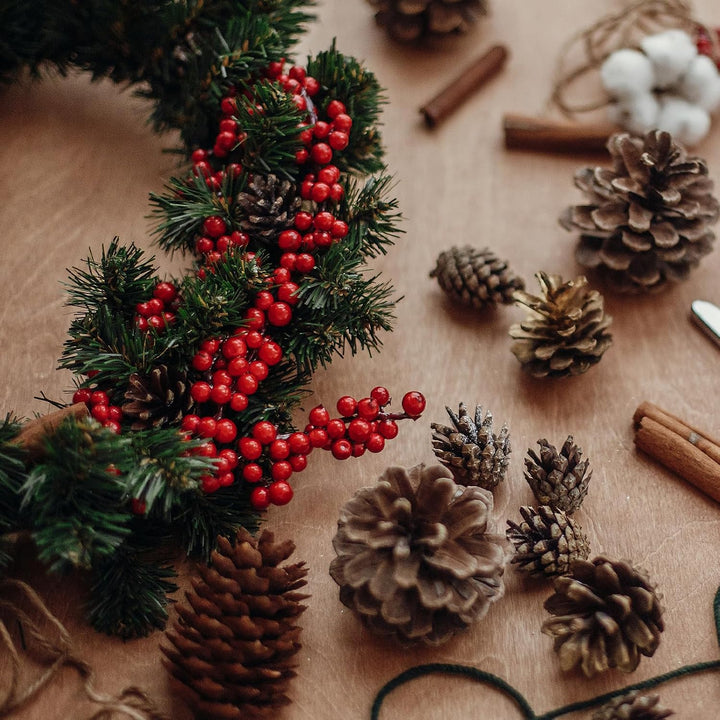 Rote Beeren Weihnachtsdeko 20er Künstlich Beerenzweige Herbstdeko, Rot