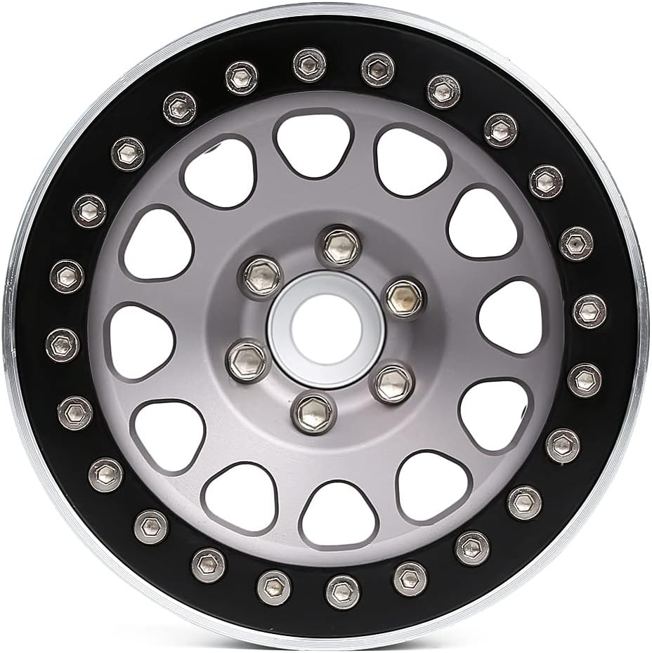 INJORA 4 Stücke 2,2 Beadlock Felgen Metall Räder Felge Set für 1:10 RC Rock Crawler Axial SCX10 RR10