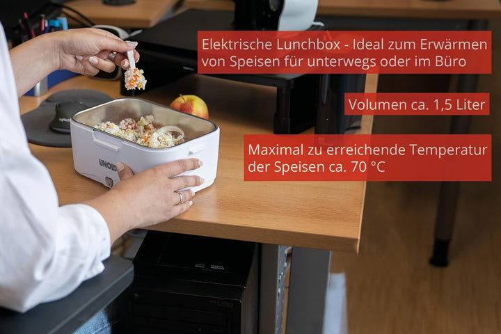 UNOLD 58850 elektrische Lunchbox - Weiss, 1,5 Liter, Kunststoff,zum Erwärmen für unterwegs oder im B