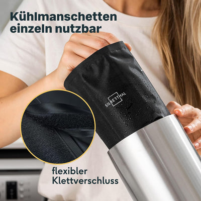 SILBERTHAL Weinkühler Edelstahl Doppelwandig mit 2 Kühlmanschetten - Aktive Kühlung mit Kühlmanschet