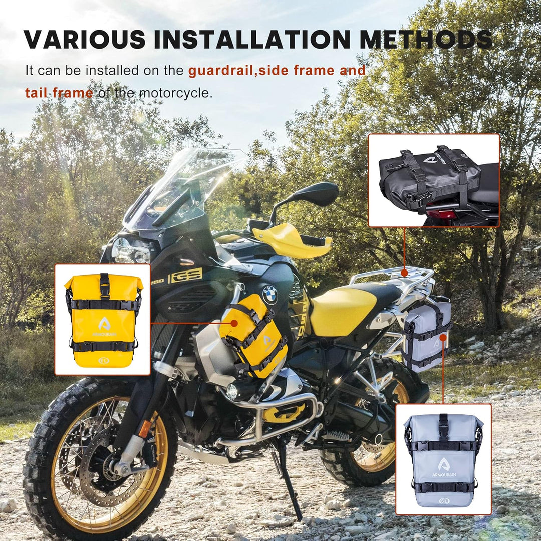 Motorrad Stossstangen Seitentasche Tasche Wasserdicht 6L/8L/15L Motor Sturzbügel Seitentaschen mit S