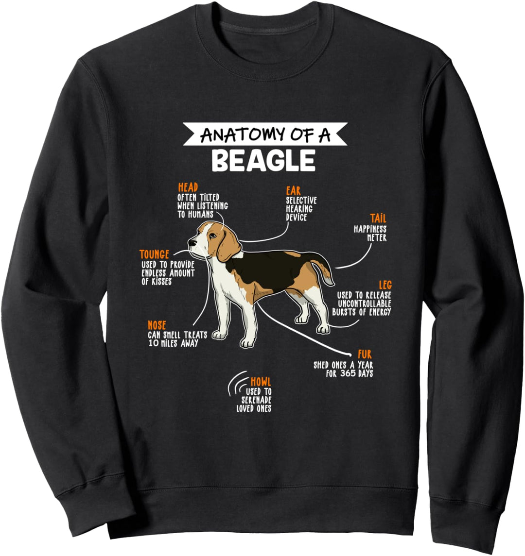 Anatomie Eines Beagle Lustiges Hunde Herrchen Frauchen Sweatshirt
