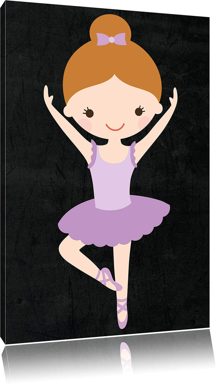 Pixxprint Hübsche Ballerina mit Schleife schwarz, Format: 70x100 auf hochkantiges Leinwandbild, 70x1
