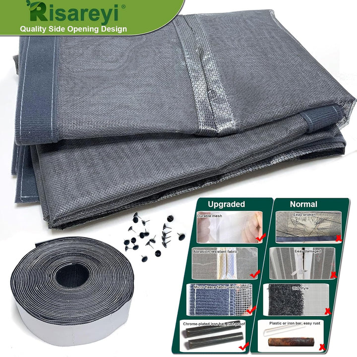 Risareyi Seitliche Öffnung Magnet Fliegengitter Balkontür 135x195cm, Grau