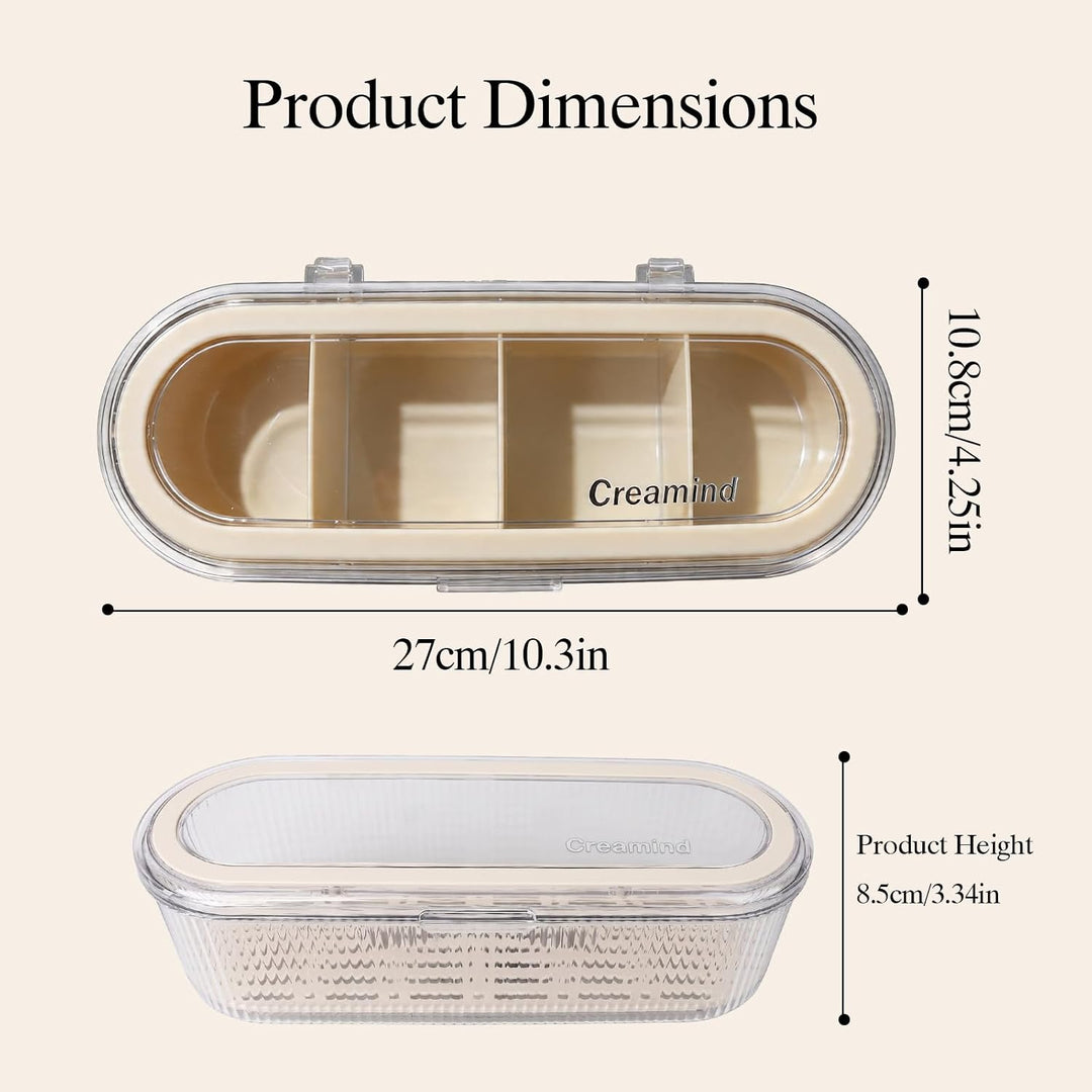 2er-Set Kosmetik Make Up Organizer Cremeweiss, Wattepadspender, Wattestäbchen Behälter, Clear Schmin
