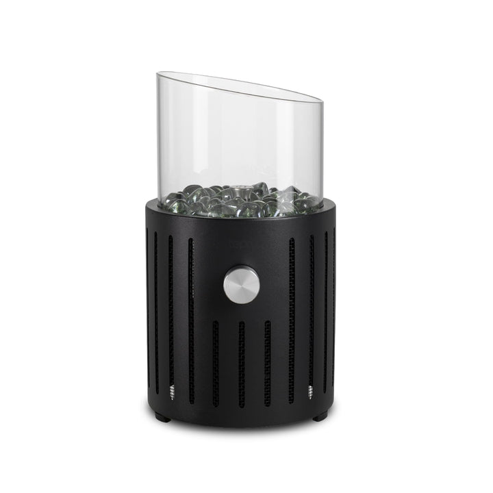 tepro Tischgasfeuerstelle Melura, rund, Mesh-Design, Edelstahl-Brenner 0,9 kW, Glas-Dekosteine, Wind