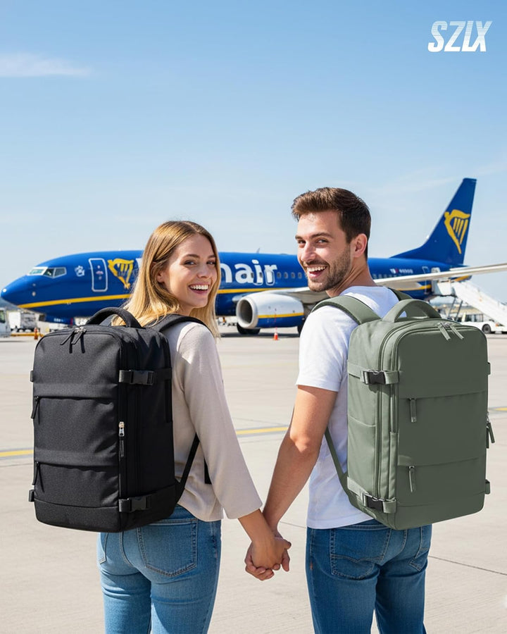 SZLX Grosser Reiserucksack Damen,Vakuum Rucksack mit Pumpe Ryanair Handgepäck Herren, Wizzair Handge