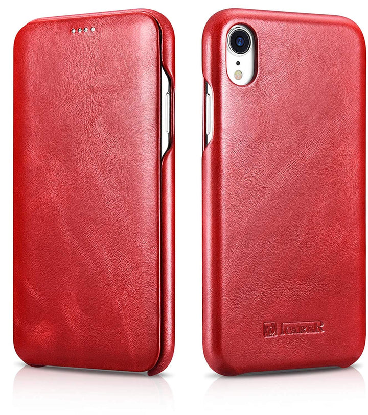 ICARER Hülle passend für Apple iPhone XR (6,1 Zoll), Handyhülle mit echtem Leder, Case, Schutz-Hülle