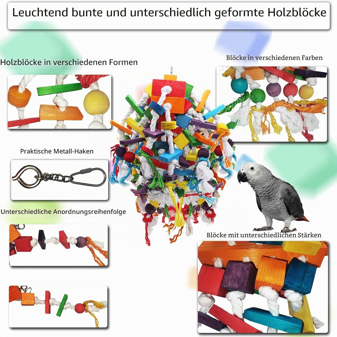 MQUPIN Grosses Papagei Spielzeug Vogelspielzeug,Stark Kauendes Spielzeug Für Papagei100% Natürliche