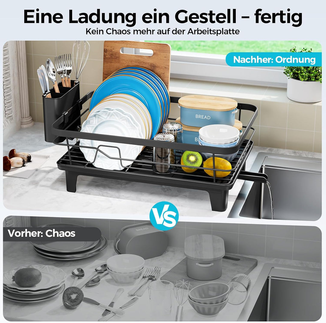 Abtropfgestell Geschirr, Platzsparender Abtropfgestell für Küchentheke, Geschirrabtropfgestell aus E