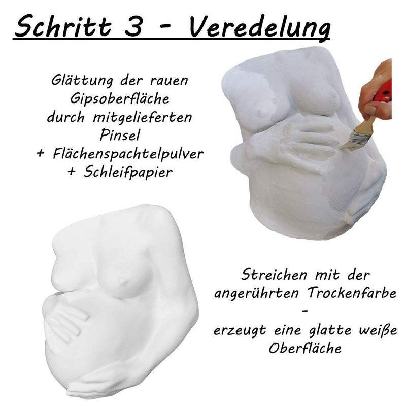 ALLES DRIN | Gipsabdruck Babybauch Set inkl. Glättung & Veredelung | 1A Geschenke für werdende Mütte