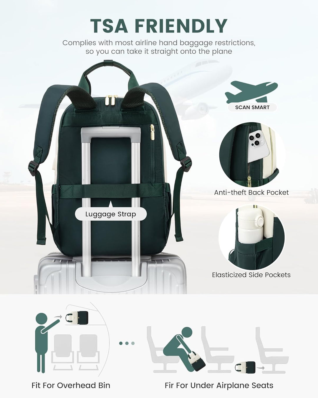 LOVEVOOK Rucksack Damen, Schulrucksack Teenager Mädchen 15,6 Zoll mit Laptopfach, Wasserdicht Schult