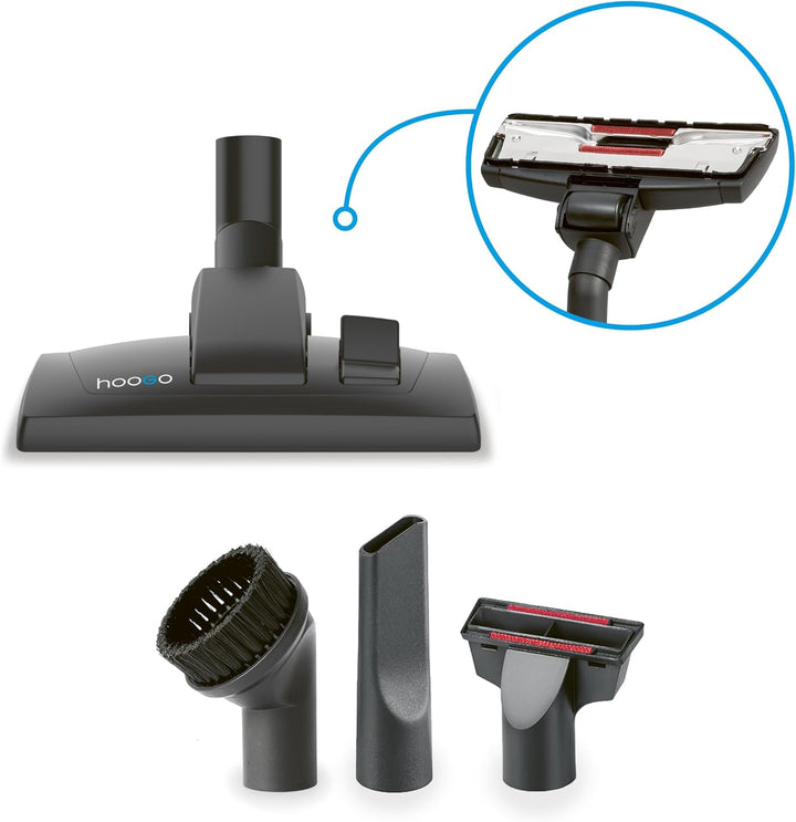 hoogo B3+ anthrazit Staubsauger mit Beutel | Starke 850 W Saugleistung | HEPA 14 Filter | 11m Radius
