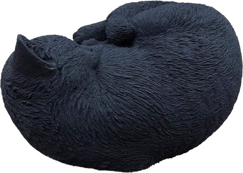 stoneandstyle Steinfigur Schwarze Katze schlafend, eingerollt, frostfest bis -30°C, massiver Steingu