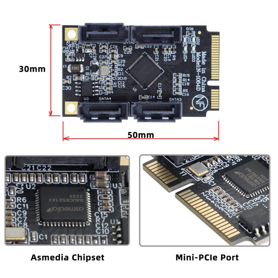 chenyang Mini PCIE auf 4 SATA 3.0 Erweiterungskartenadapter für Motherboard SATA Festplatten Port Er