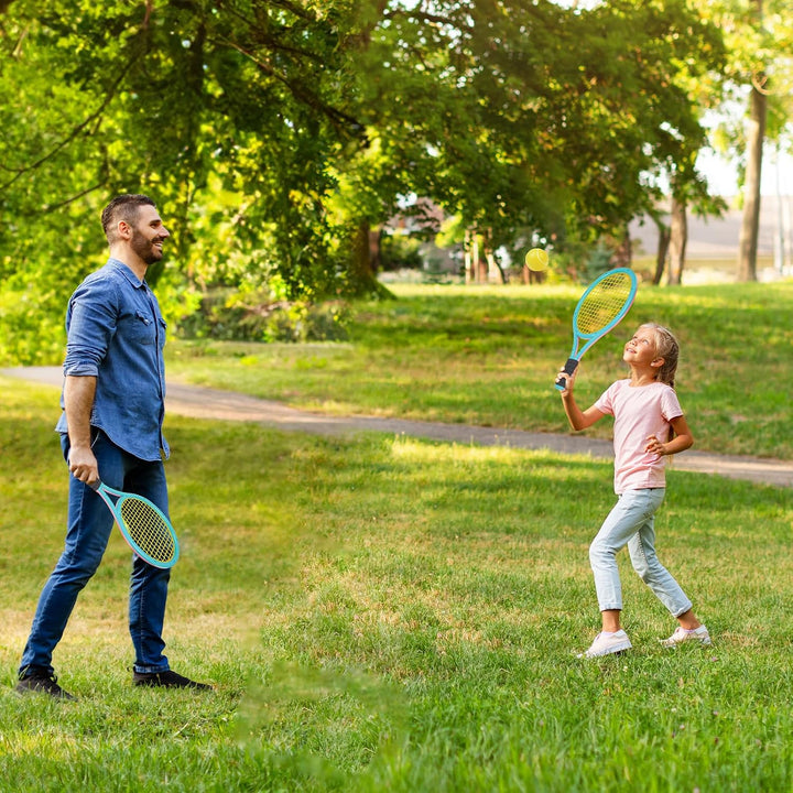 Kinder Tennisschläger Set mit Tasche – 2-in-1 Tennisschläger & Badmintonschläger, 4 Schaumbälle + 6