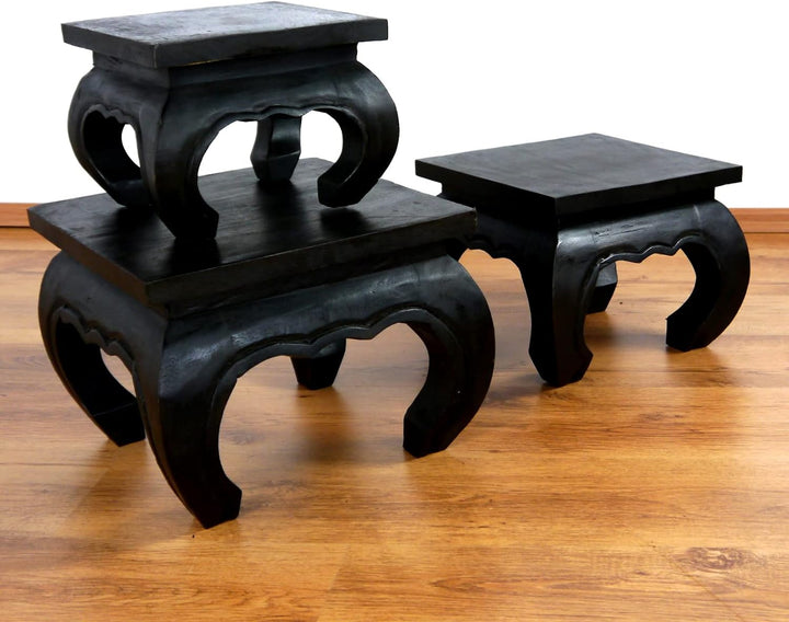 livasia Opiumtisch, Beistelltisch aus Massivholz, Couchtisch, Nachttisch (30cm) 30x30cm, 30x30cm