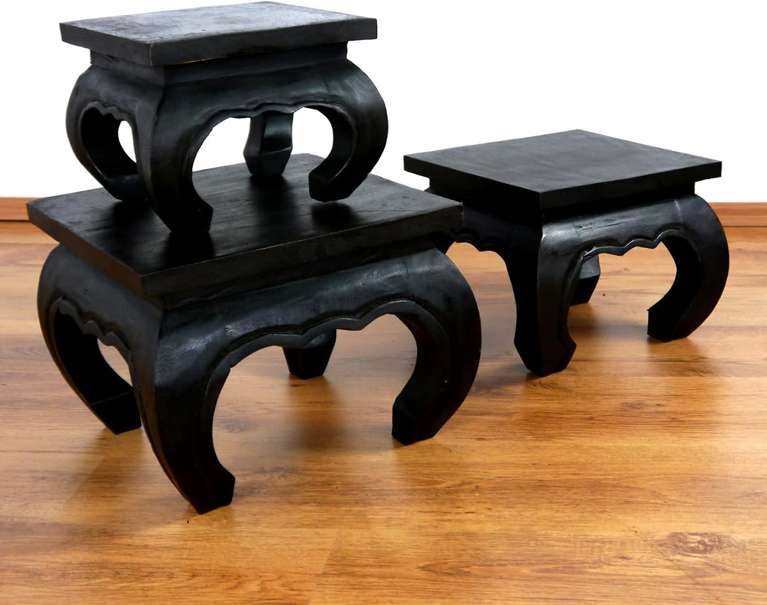 livasia Opiumtisch, Beistelltisch aus Massivholz, Couchtisch, Nachttisch (30cm) 30x30cm, 30x30cm