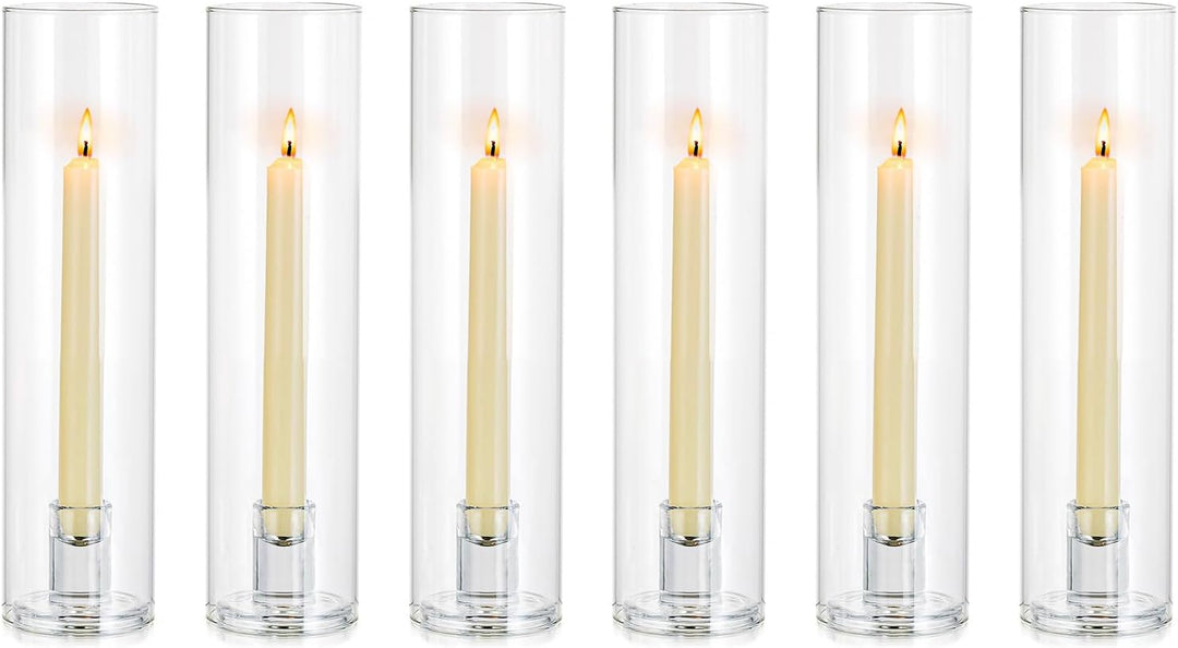 NUPTIO Glaszylinder für Kerzen Glas Kerzenhalter: 6 Stücke Kerzenständer Stabkerzen Glaszylinder Ohn