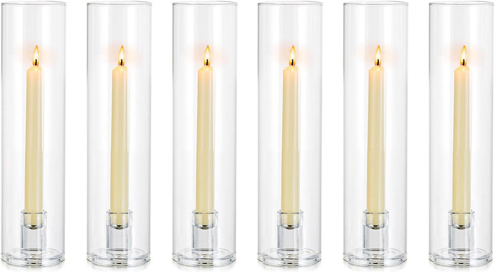 NUPTIO Glaszylinder für Kerzen Glas Kerzenhalter: 6 Stücke Kerzenständer Stabkerzen Glaszylinder Ohn