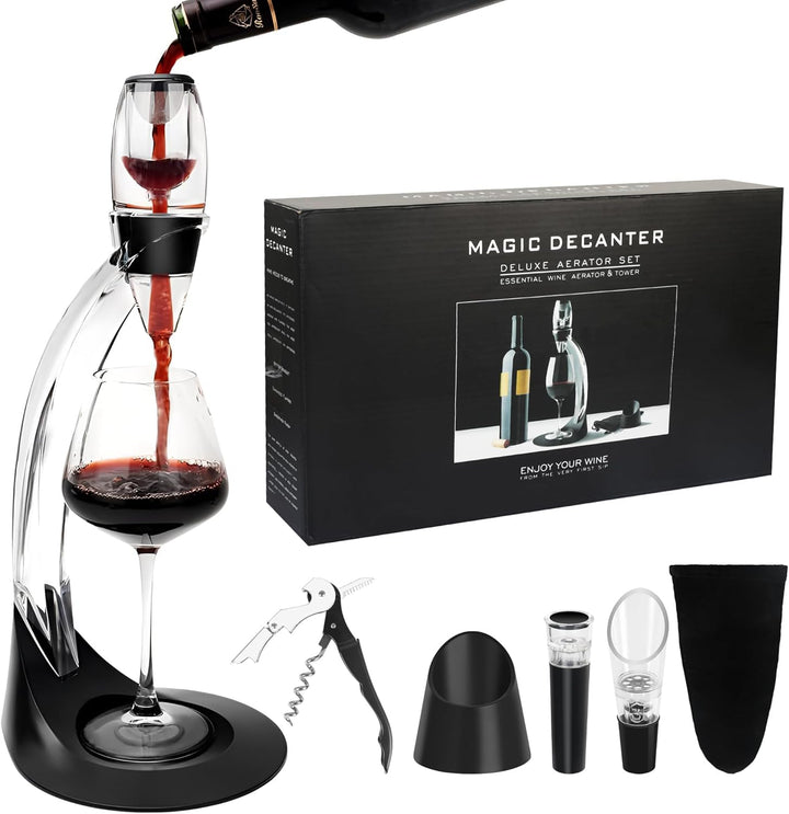 Gimars Weinbelüfter &amp; Dekanter Set mit Venturi-Effekt – Magic Decanter inkl. Ständer | Professionell