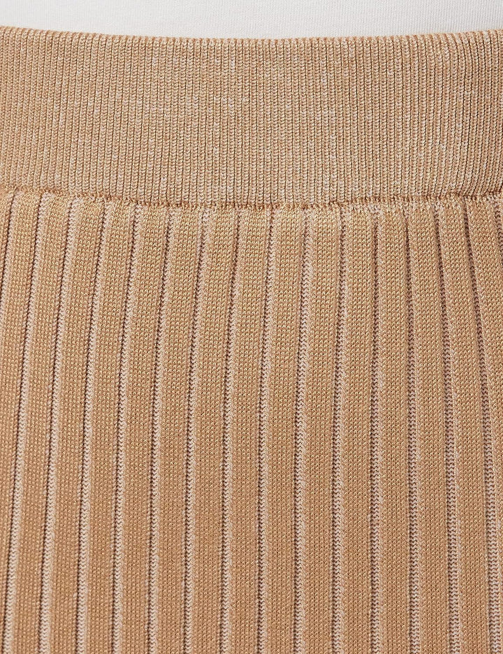 VERO MODA Damen Vmwillow Below Knee Rib Skirt Ga Rippstrick-Rock S Tigers Eye/Stripes:w. Birch, S Ti