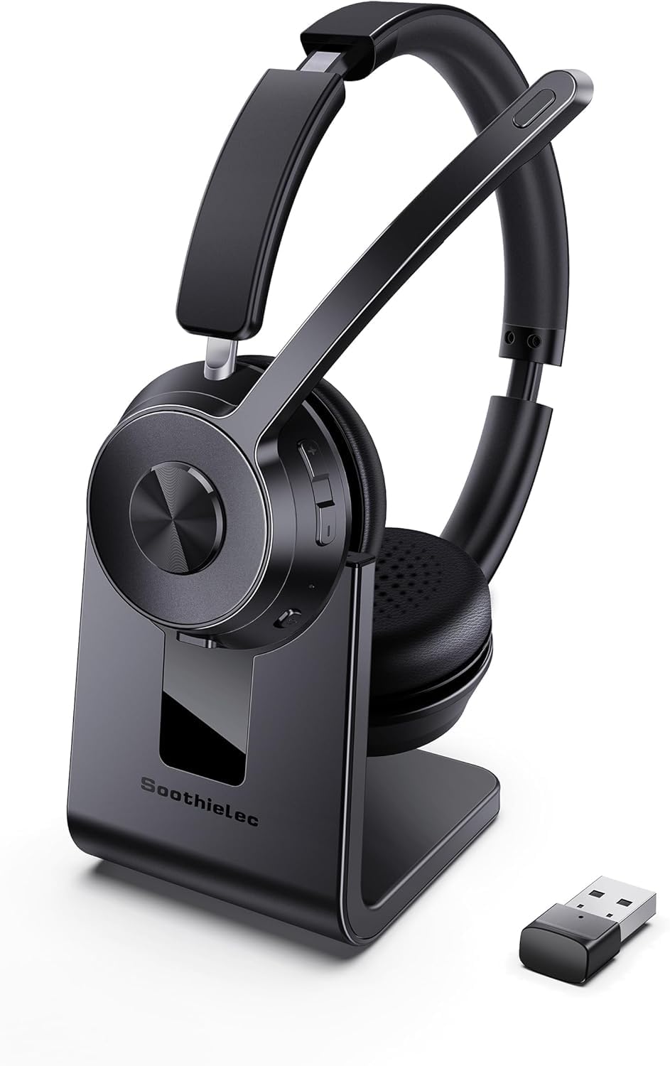 Soothielec Bluetooth Headset, Kabelloses Headset mit Mikrofon mit Geräuschunterdrückung, bestes Head