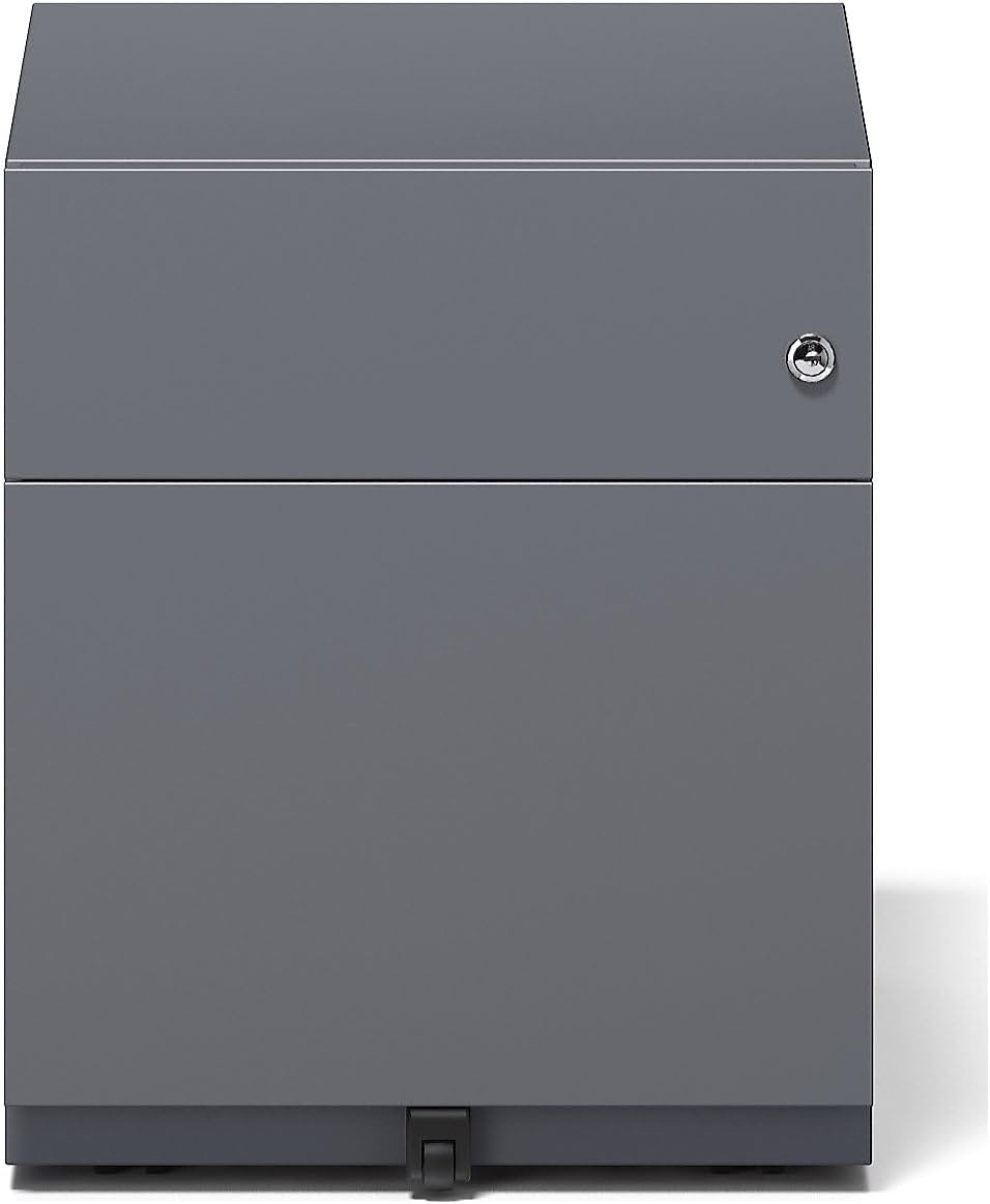 BISLEY Rollcontainer Note mit Griffleiste, 1 Universalschublade, 1 HR-Schublade, Metall, 634 Anthraz