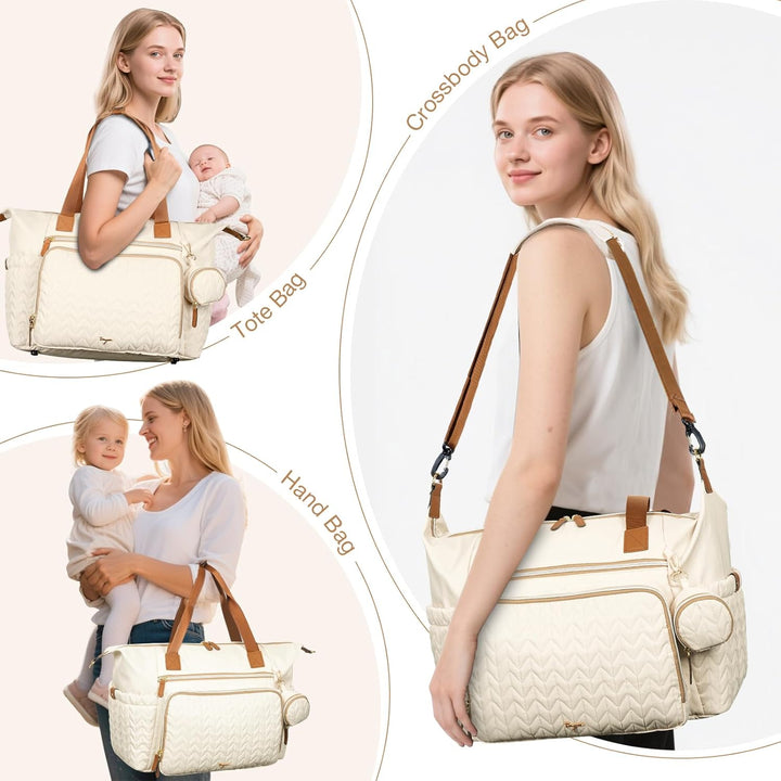 Wickeltasche mit Schnullertasche und Wickelunterlage, Wickelrucksack Multifunktions-Babytasche für G