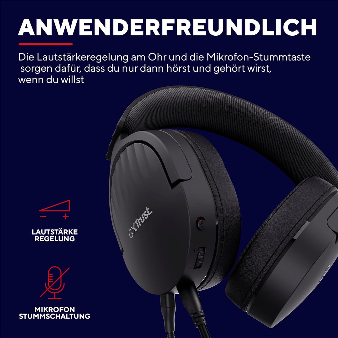 Trust Gaming GXT 489 Fayzo Gaming Headset, 85% Recyclingkunststoff, für PC, PS5, PS4, Xbox Series X|