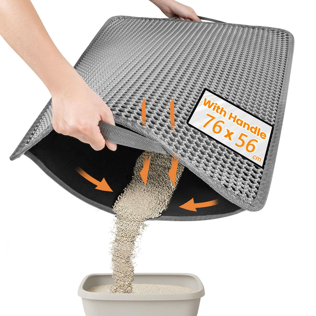 Conlun Katzenstreu Matte, 76x56 cm Upgrade mit super-wasserfester Rückschicht, Katzenklo-Matte, ruts