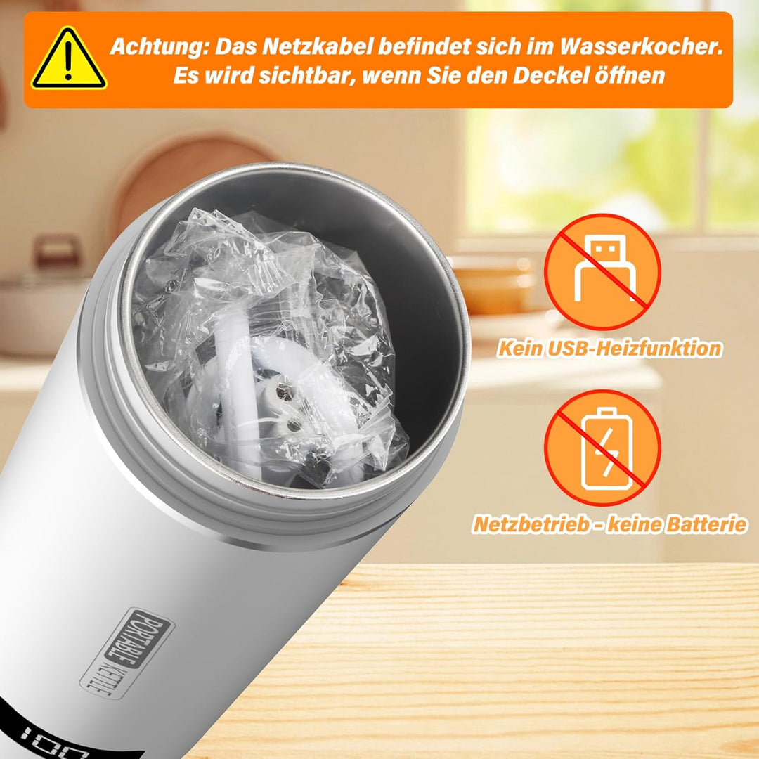 Elektrischer Reisewasserkocher Klein 500ML, Kleiner Wasserkocher Reise Schnelles Kochwasser Mini -Wa
