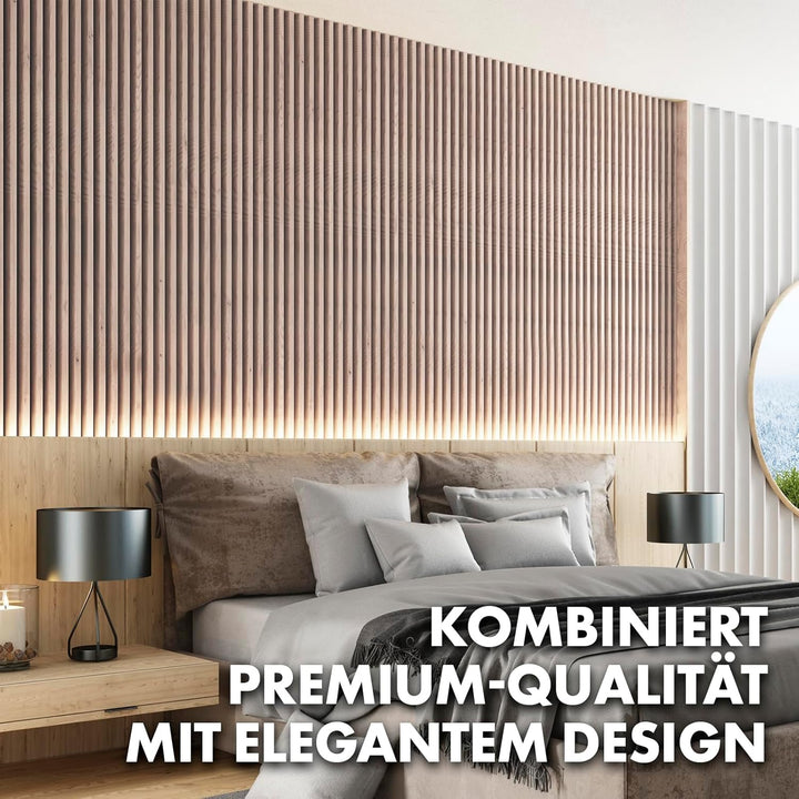 Floordirekt 3D Akustikpaneele 118 x 60 cm, Wandpaneele mit Echtholzfurnier für eine angenehme Raumak