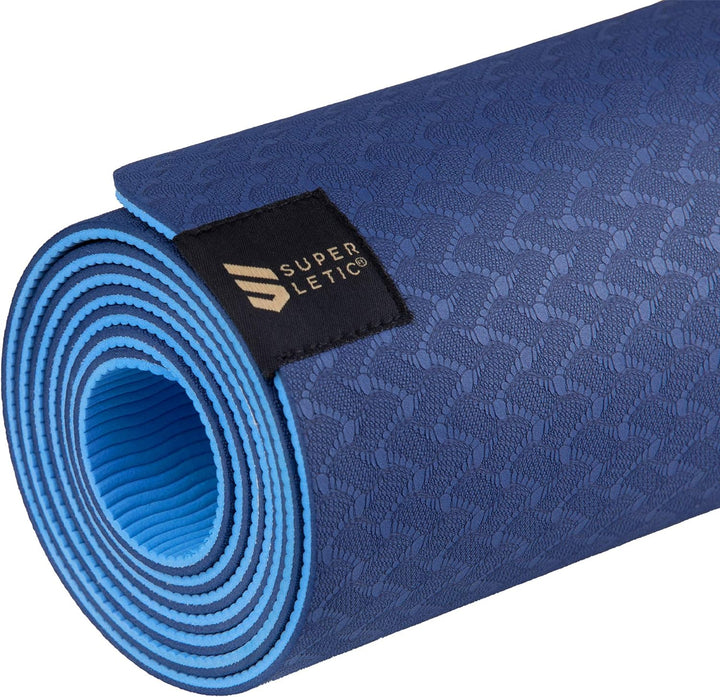 SUPERLETIC Yogamatte & Gymnastikmatte - 0.8/1.0/1.5 cm Dicke,Sportmatte Rutschfest mit Tragegurt, Ha