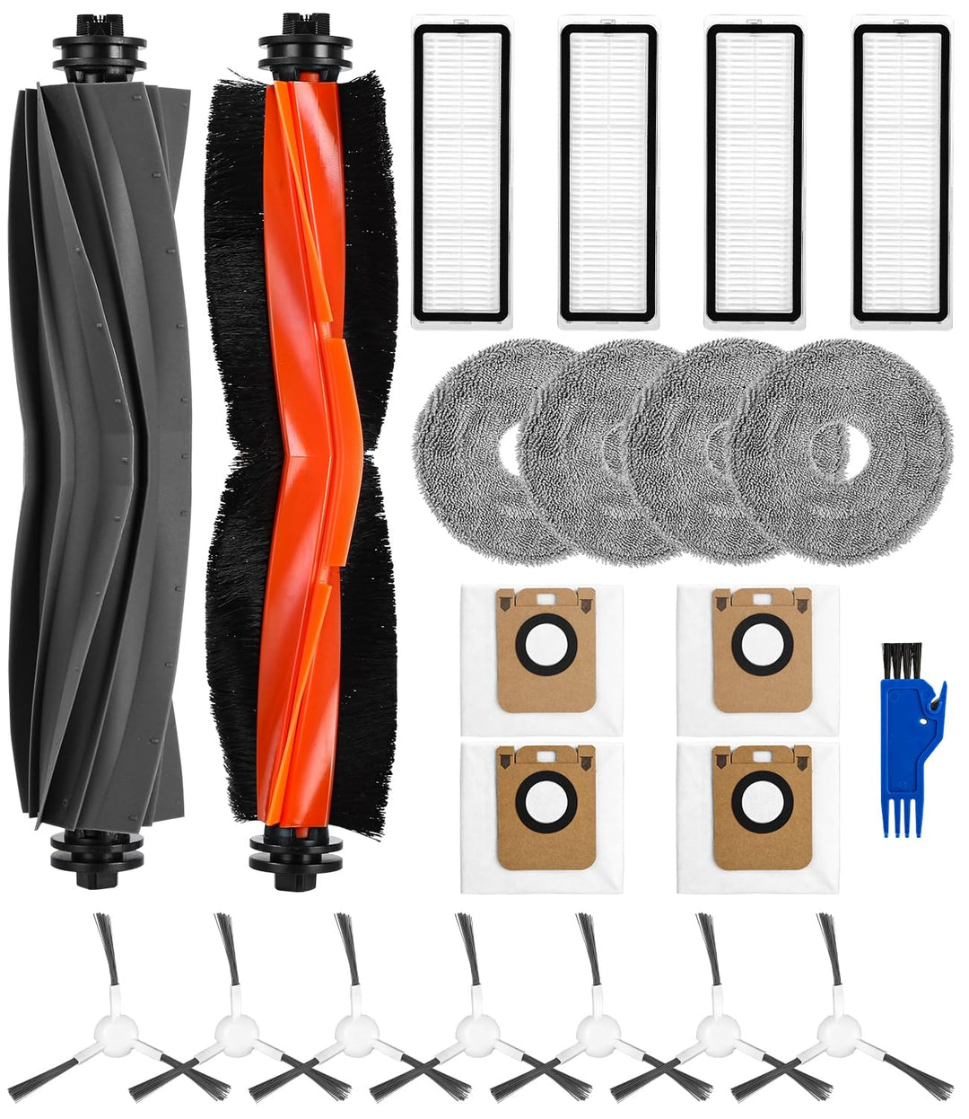Zubehörset für Dreame L10s Ultra/L10 Ultra/L10 Prime Saugroboter, 2 Hauptbürste, 4 Filter, 4 Wischpa